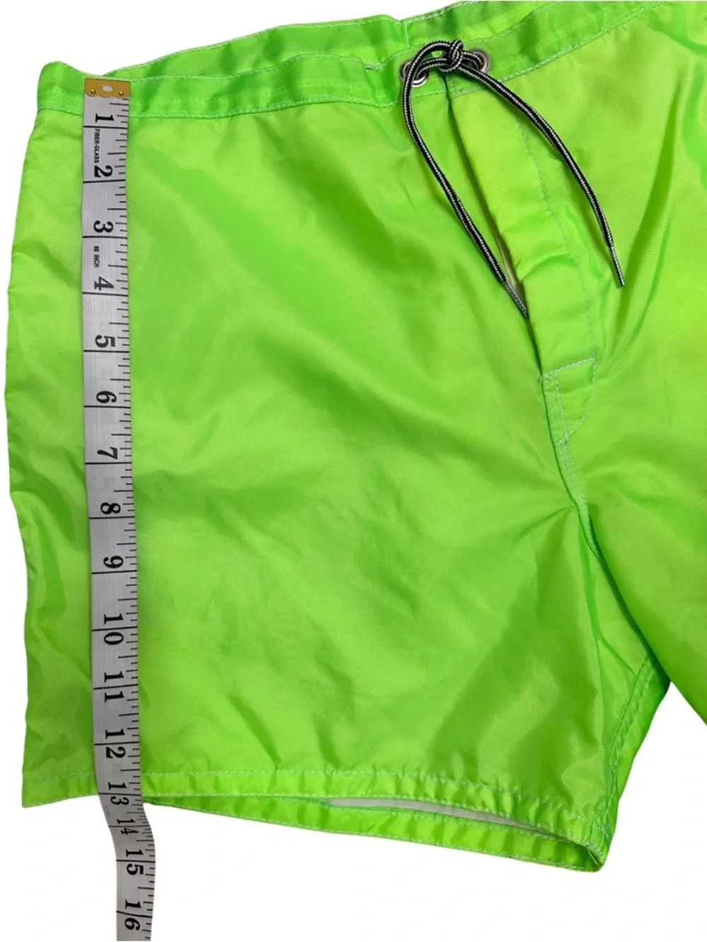 Birdwell Neon Green Swim Trunks with White and Black Side Stripes